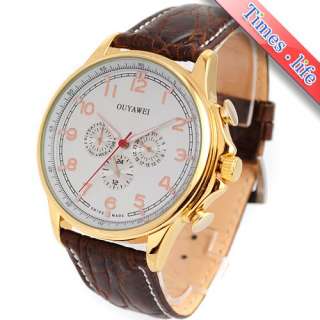   HANDS WHITE GOLDEN WATCH MENS AUTOMATIC SELFWIND DATE/DAY SUBDIAL GIFT