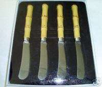 Asian Oriental BAMBOO Spreader Set Stainless Knives  