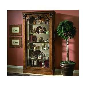  Pulaski Pepper Oak Two Way Sliding Door Curio Cabinet 