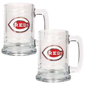   Reds 2pc 15oz Glass Tankard Set  Primary Logo
