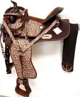17 Cheetah print Western Horse Trail Synthetic Saddle  