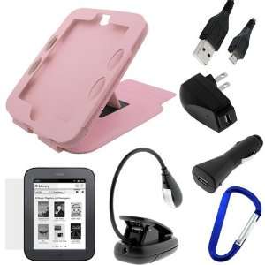 GTMax Pink Leather Stand Case + Clear LCD screen Protector + USB Car 