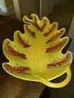 large yellow california pottery serving dish 808 usa leaf design