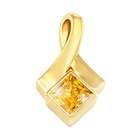 Created Diamonds Bezel Set Princess Cut 18K Yellow Gold Pendant with 