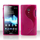 pink s line wave gel case cover for sony ericsson