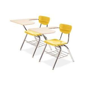 Virco Martest 21 3700 Chair Desks, Squash with Sandstone Desktop, Two 