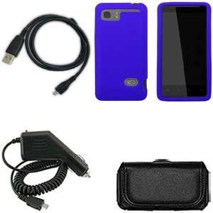   Cable + Black Horizontal Leather Pouch for HTC Holiday: Cell Phones