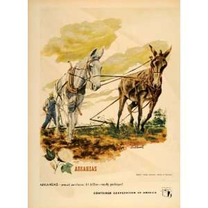  Ad James Lockhart Arkansas Farmer Mule Plowing CCA   Original Print 