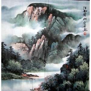  Original Chinese Brush Painting   Pines Above the Sea of 
