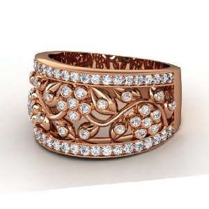  Daisy Chain Ring, 18K Rose Gold Ring with Diamond: Jewelry