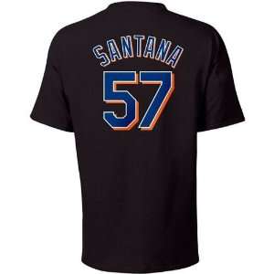 New York Mets Johan Santana Name and Number T Shirt (Black 