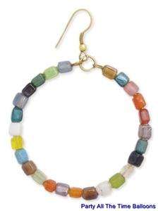 Zad Multi Color Glass Bead Mosaic Hoop Earrings 1.75  
