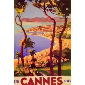  ETE CANNES HIVER TRAVEL FRANCE FRENCH SMALL VINTAGE POSTER 