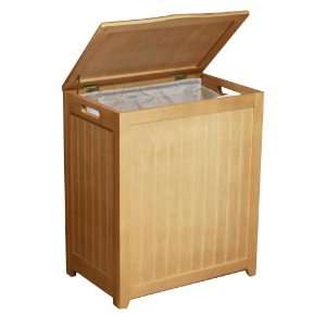 Oceanstar Natural Finished Rectangular Laundry Wood Hamper with 