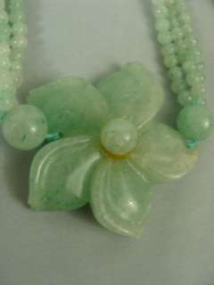Antique Chinese Jade Jadeite Bead Necklace with Pendant  