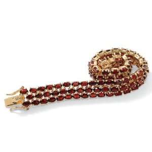   PalmBeach Jewelry Gold Electroplate Garnet Bracelet(Womens): Jewelry