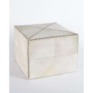  Jamie Young Large White Hairhide Ottoman