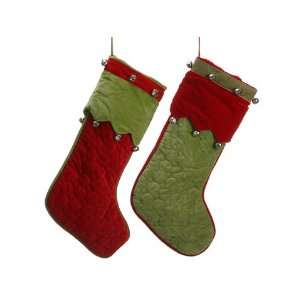   Jingle Bell Stocking (2 Ea./Set) Green Red (Pack of 6): Home & Kitchen