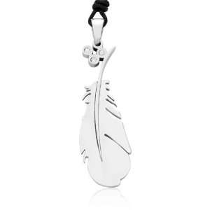  Ziovani Feather Truth Symbol w/ CZ Stainless Steel Pendant 