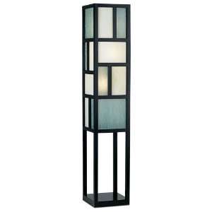  Black Wood Tiffany Glass Panels Floor Lamp: Home 