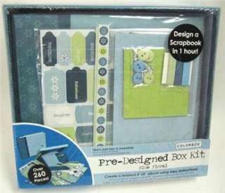 NIP Colorbok Blue Floral Scrapbook Kit 8 X 8 Over 260 Pieces Includes 