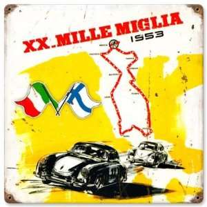 Mille Miglia Automotive Vintage Metal Sign   Garage Art Signs