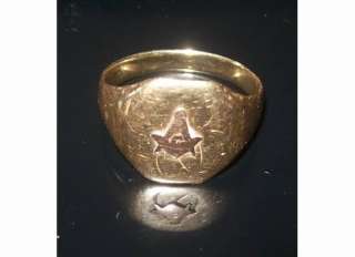 Antique 1890s MASONIC RING 14K Gold sz 8.25 ingraved mason freemason 