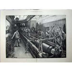  Fine Art 1880 Testing Chain Cables Chatham Dockyard Men 