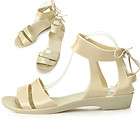 New Womens Aqua Summer Jelly Lovely Ankle Strap Sandals Heels Beige US 
