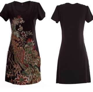   Dress Office Ladies Dresses Retro Phoenix Embroidery Skirt Long Sleeve