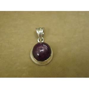  Star Ruby Round Sterling Cabachon Pendant 