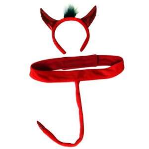    Plush Red Devil Headband Horns and Tail Costume Set: Toys & Games