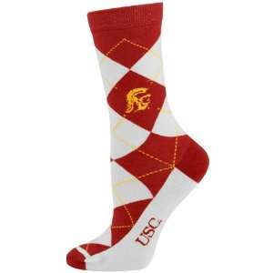 NCAA USC Trojans Ladies White Cardinal Argyle Socks:  