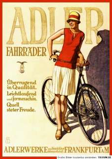 Farb Plakat Fahrrad Werbung Adler Fahrräder Adlerwerke  