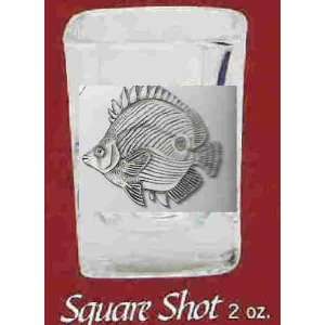  Butterfly Fish Square Shot Glass 2 oz Set of 2 Kitchen 