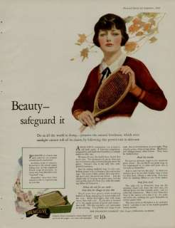 1926 PALMOLIVE SOAP AD / BEAUTY  SAFGUARD ITFEMALE TENNIS PLAYER 