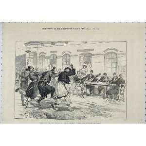  1876 Servians Dancing Kolo Celebration Armistice Print 