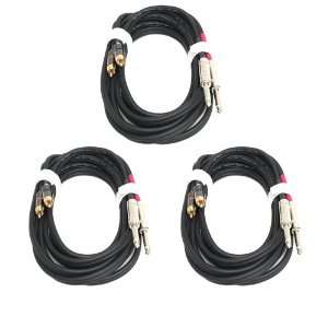  GLS Audio 12ft Patch Cable Cords   Dual RCA To Dual 1/4 