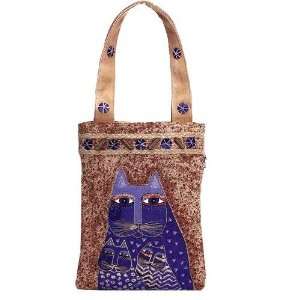  Laurel Burch Calico Cats Flat Shoulder Tote   Natural By 