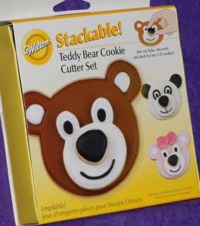 Teddy Bear stackable cookie cutter set, Wilton, Metal.  