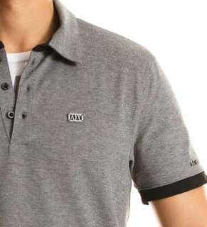 Armani Exchange Tipped Pique Stretch Polo Shirt Black NWT  