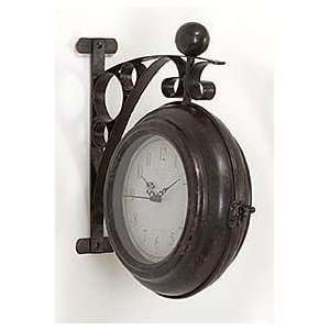   : Railway Station Train Metal Double Sided Wall Clock: Home & Kitchen