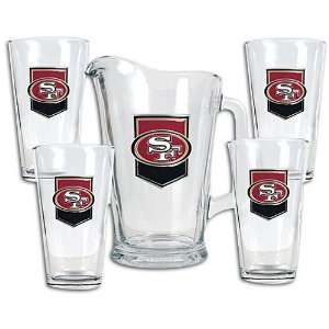  49ers Great American NFL Crest Pitcher/Glass Set: Sports 