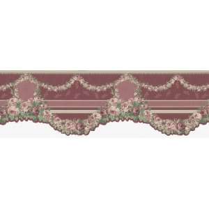   Vintage Legacy III Floral Swag Wall Border, 6.5 Inch by 180 Inch, Red