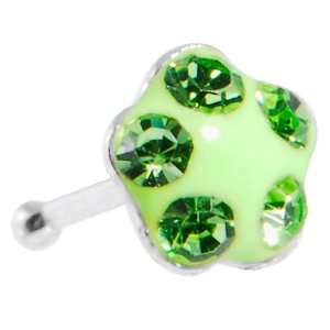    3.5mm Peridot Green Flower Ferido Crystal Nose Bone Jewelry