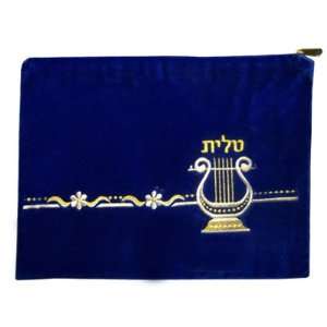 Made of Velvet. Royal Blue Colored. Silver and Gold Embroidered Harp 
