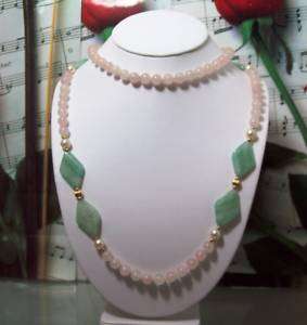 Rose Quartz Hand Knotted Necklace With 14K Gold Beads.  