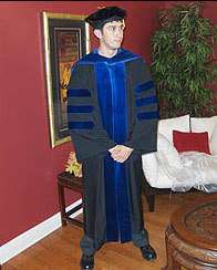 Doctoral Fluted Graduation Gown with Royal Trim  