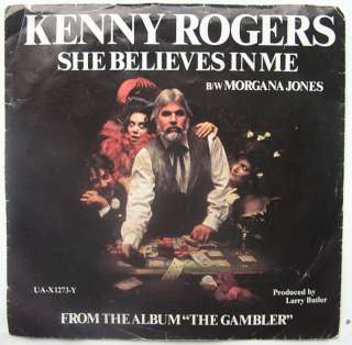KENNY ROGERS 1978 45 RPM SHE BELIEVES IN ME THE GAMBLER  