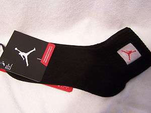 New Nike Air Jordan Flight Black Basketball Socks Crew Cut Size Large 